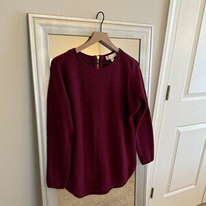 Michael Kors Women's Burgundy Long Sleeve Tunic High Low Hem Sweater Size M